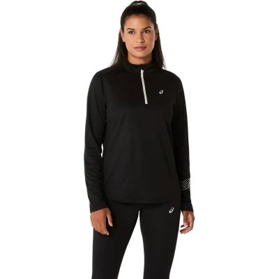 Damen T-Shirt ICON 1/2 ZIP LS TOP in schwarz