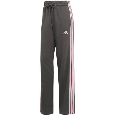 Damen Hose Essentials 3-Streifen Open-Hem French Terry in grau