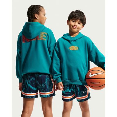 Nike Basketball-Hoodie mit Dri-FIT-Technologie (ältere Kinder) in 372 bright spruce/safety orange