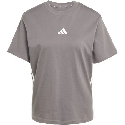 Damen Shirt Essentials 3-Streifen Cotton in grau