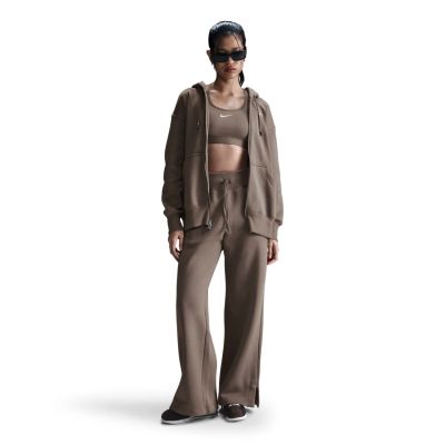 W NSW PHNX FLC HR PANT WIDE in 233 mink brown/sail