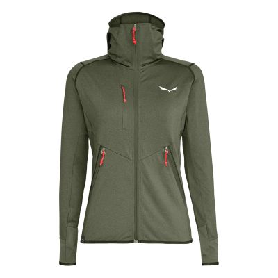 AGNER HYBRID PL/DST HOODED JACKET W in 5286 dark olive melange