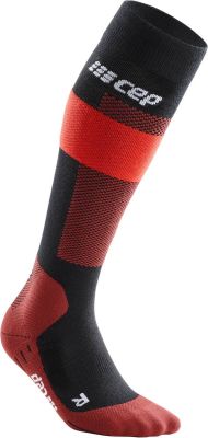 CEP Damen merino socks, skiing, tall, v2,women in rot