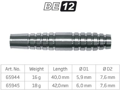 BULL'S Dartpfeil BE-12 Soft Dart Barrel in silber