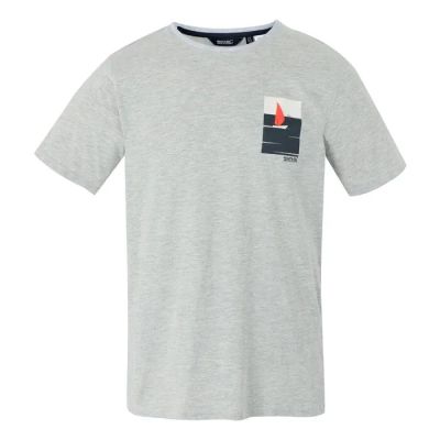 REGATTA GREAT OUTDOORS Men`s Cline IX T-Shirt in 9w7 grey marl boat