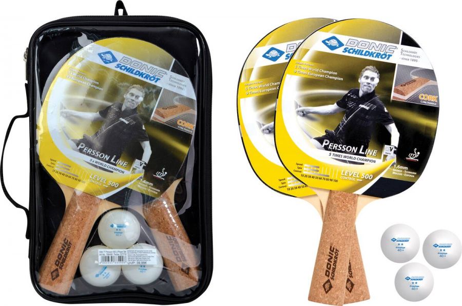 Donic-Schildkröt Schwarz Tischtennis-Set Persson 500 Kork In Tragetasche - Image 5