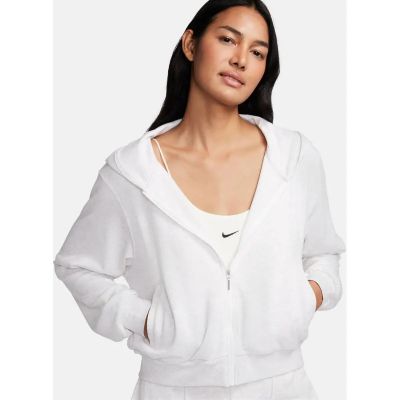 Damen Shirt Sportswear Chill Terry Loose Full-Zip French Terry in weiß