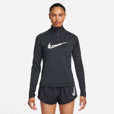 NIKE Damen T-Shirt W NK SWSH HBR DF HZ MID in schwarz