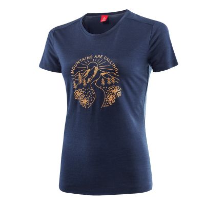 W PRINTSHIRT MOUNTAINS MERINO-TENCEL(TM) in blau