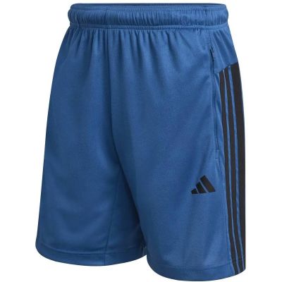 Herren Shorts WORKOUT ESSENTIALS BASE 3-STREIFEN PIKEE, 23 CM in blau