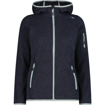 Damen Unterjacke Kapuzen Fleecejacke Strick in schwarz