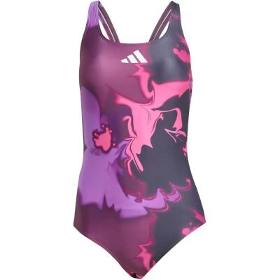 Damen Schwimmanzug Tie-Dyed Graphic V-Back in lila