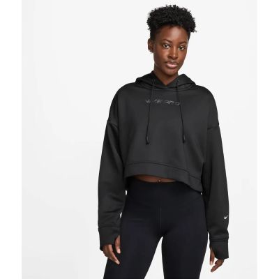 Damen Kapuzensweat Pro Therma-FIT Fleece in schwarz