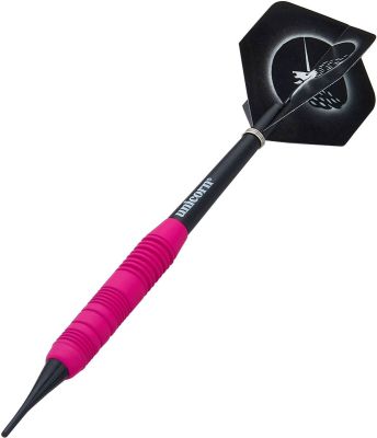 UNICORN Dartpfeil Unicorn Core Plus Rubberised Pink Brass Soft Darts in schwarz