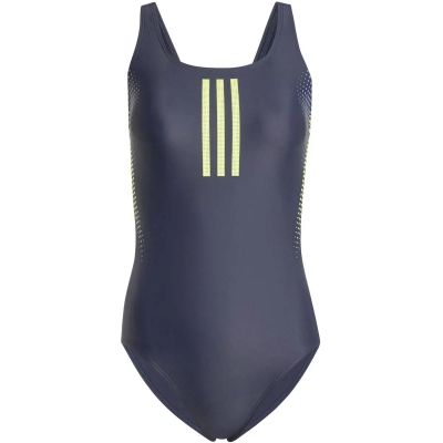 Damen Badeanzug 3-Streifen Rubber Graphic in grau