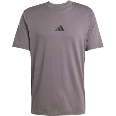 Herren Shirt Essentials 3-Streifen Single Jersey in grau