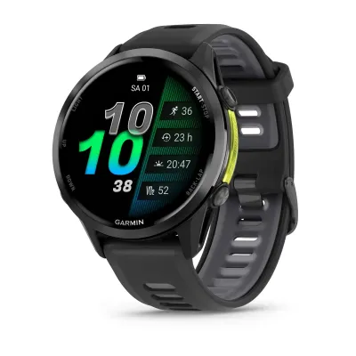 GARMIN Forerunner® 970 Schwarz/Carbongrau Titan DLC mit Silikon-Wechselarmband 22 mm in - schwarz/transparent steinweiss