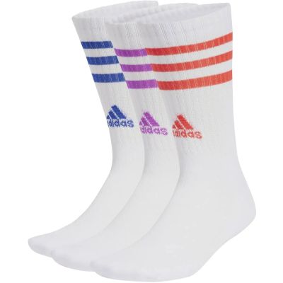 Herren Socken 3-Streifen Cushioned Crew, 3 Paar in grau