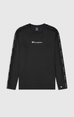 Crewneck Long Sleeve T-Shirt in schwarz 