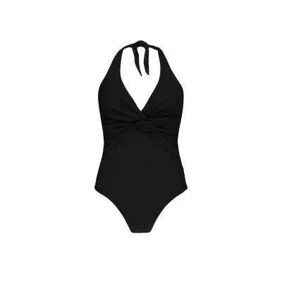 Solid Halter Shaping One Piece in schwarz