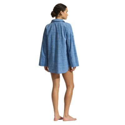 Longline Beach Shirt in weiß