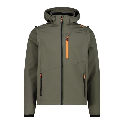 MAN JACKET ZIP HOOD WITH DETACHABLE SLEEVES in e943 olive